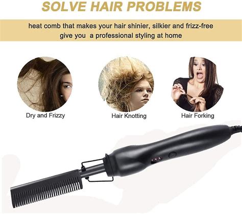 Hot Comb Ceramic Heating Brush Copper Hair Straightening Comb Electric Hot Comb Portable