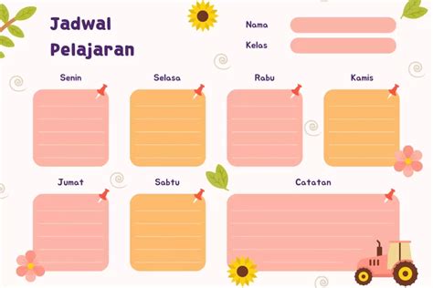 10 Template Jadwal Pelajaran Aesthetic Unik Dan Gratis Untuk SD SMP