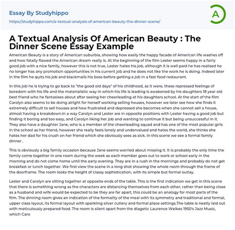 A Textual Analysis Of American Beauty The Dinner Scene Essay Example