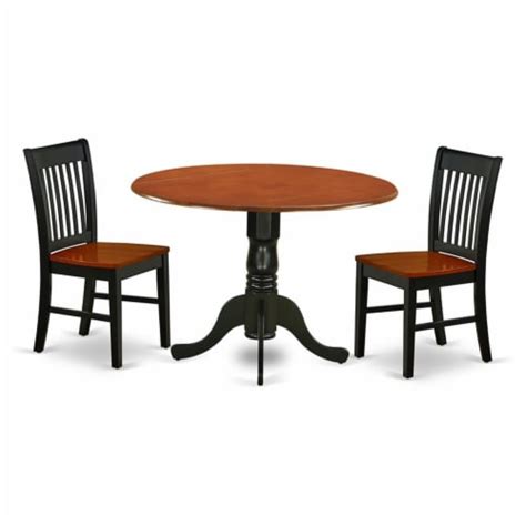 East West Furniture Dublin 3 Piece Wood Dining Room Set In Black And