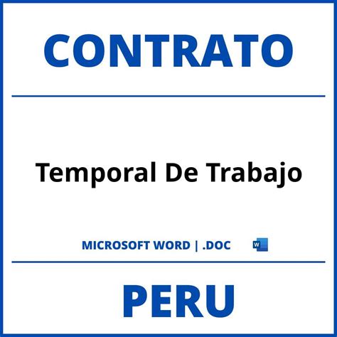 Contrato Temporal De Trabajo En Formato Word Peru