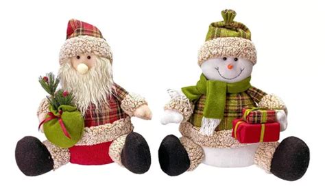 Set de peluche de Papá Noel y muñeco de nieve 36 cm MercadoLibre