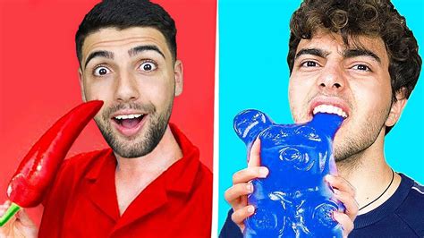 24 Saat Sadece TEK RENK YEMEK Challenge KIRMIZI vs MAVİ YouTube