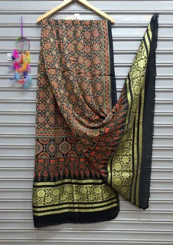 Printed Ajarkh Silk Dupatta Half Fine Zari Gold At Rs 1000 In Surat