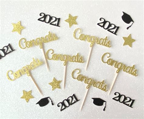 Congrats Glitter Cupcake Toppers Congratulations Topper Etsy