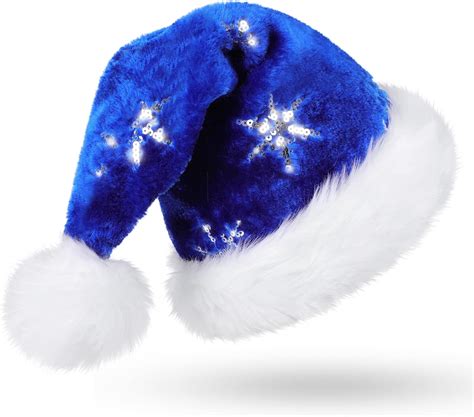 Amazon Phyxin Blue Santa Hat Sequin Christmas Hat For Adult Xmas