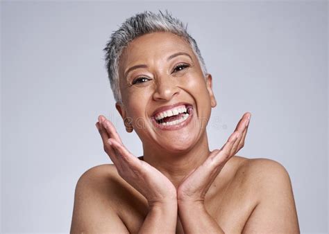 Happy Makeup And Senior Woman Face Happy About Beauty Skincare And