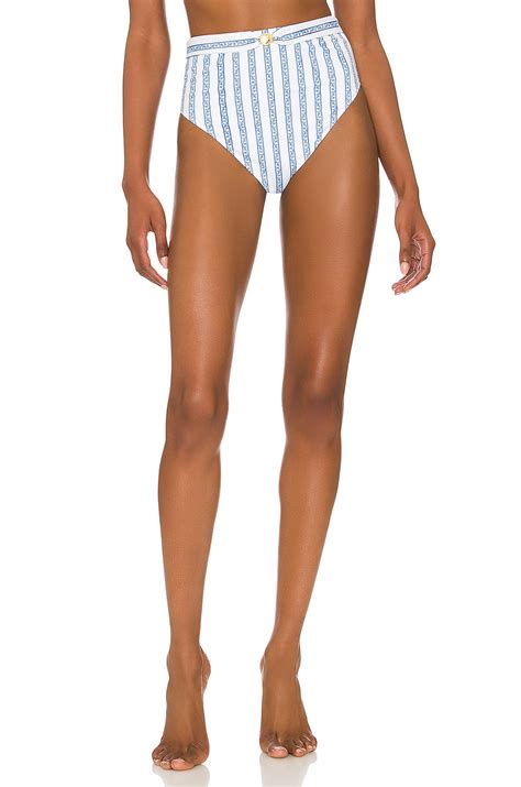 CAROLINE CONSTAS Patia Bikini Bottom In White Blue Toile Stripe REVOLVE