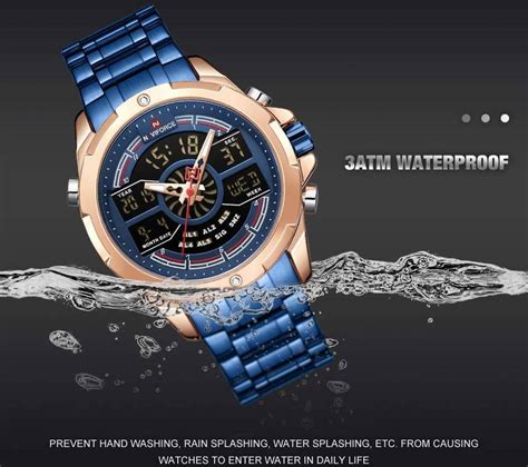 Naviforce Mens Wrist Watch Waterproof Analog Digital Watches With Led