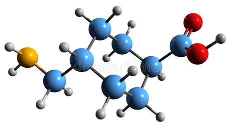 Immagine 3d Della Formula Scheletrica Dellacido Tranexamico Illustrazione Di Stock