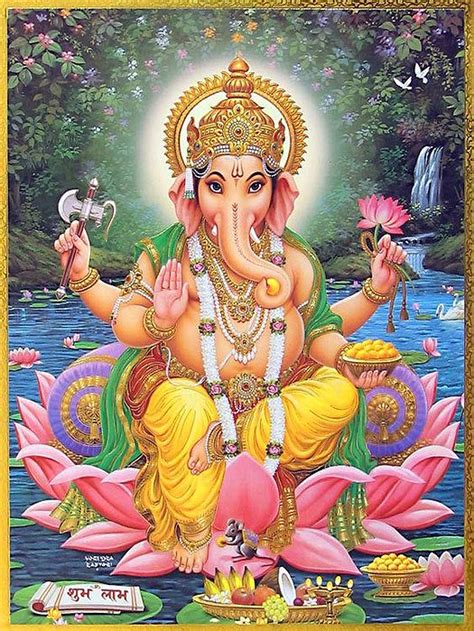 Lord Ganesha Sitting On Lotus