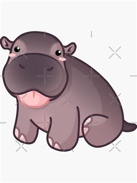 Cute Hippo Sticker By Giuliarouge Redbubble