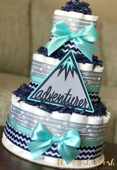 Tier Diaper Cake Our Greatest Adventure World Travel Theme Blue