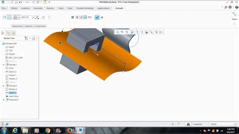 PROJECTED CURVE THICKEN SOLIDIFY PARAMETRIC CREO 3 0 YouTube