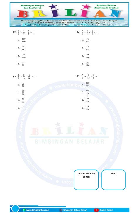 Kumpulan Soal Campuran Perkalian Pembagian Pecahan Biasa Dan Kunci