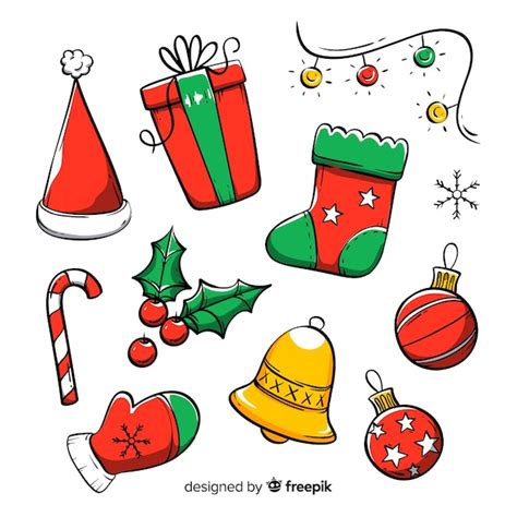 Colección de elementos navideños dibujados a mano Vector Gratis