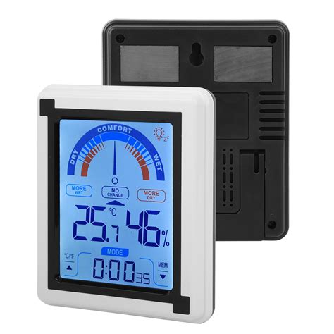 Lcd Touch Screen Weather Clock Digital Temperature Humidity Meter Thermometer Hygrometer