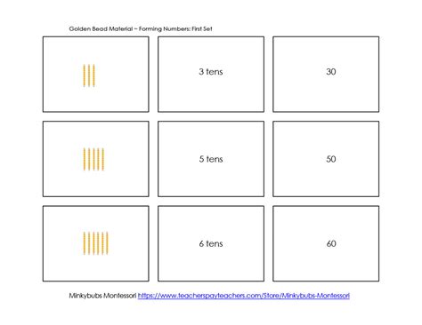 Math Place Value Cards Decimal System Golden Beads | Made By Teachers