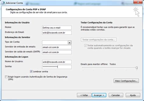 Configuração de Outlook E mail Locaweb Ajuda Locaweb