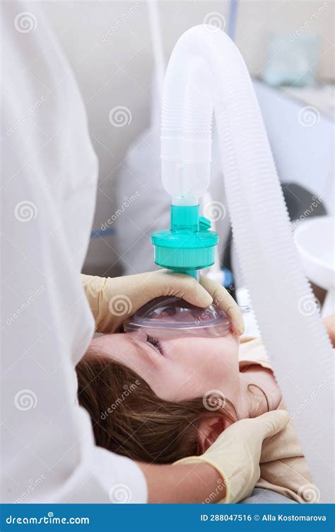 Little Girl Under General Anesthesia Breathing Apparatus Modern