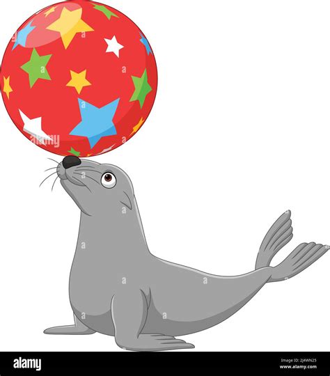 Cartoon Circus Seal Playing A Ball Stock Vector Image And Art Alamy