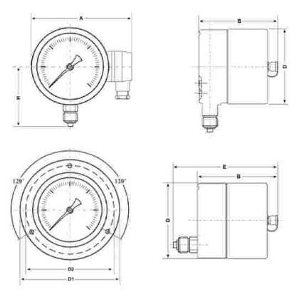 Reliable Pressure Measurement Gauge PG 08B Industrial Pressure Gauge