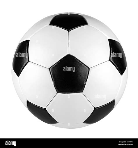 black white traditional soccer ball on white background Stock Photo - Alamy