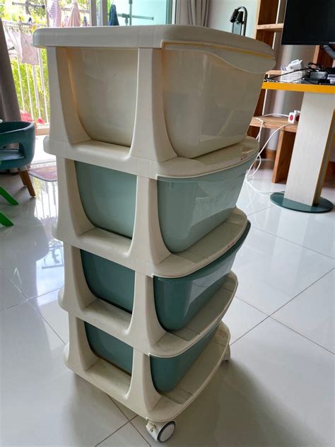 Plastic storage Drawers with wheels, Furniture & Home Living, Furniture ...