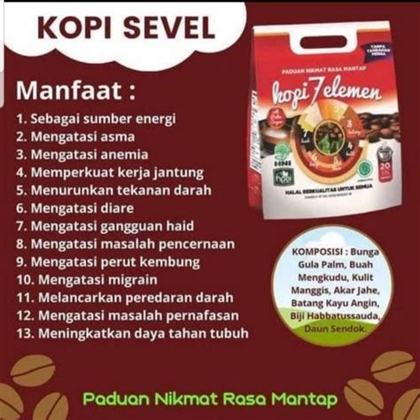 Jual KOPI 7 ELEMEN HNI ISI 20 FREE BONUS 2 SACHET Shopee Indonesia