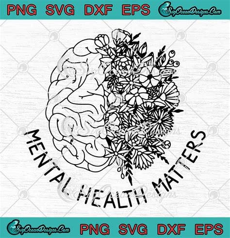 Mental Health Matters Flowers SVG Human Brain Illness Awareness SVG