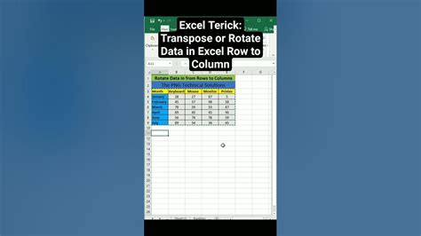 Excel Trick Transpose Or Rotate Data In Excel Row To Column Youtube