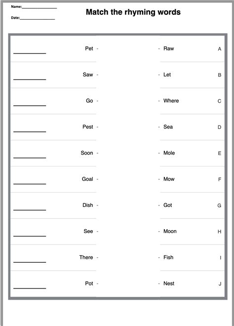 Free Vocabulary Matching Worksheet Generator