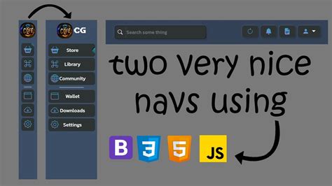 Making Two Very Nice Navs Using Html Css And Js Youtube