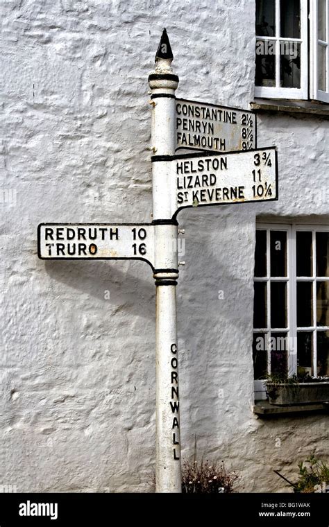 Cornish Road Signs At Gweek Cornwall Stock Photo Alamy