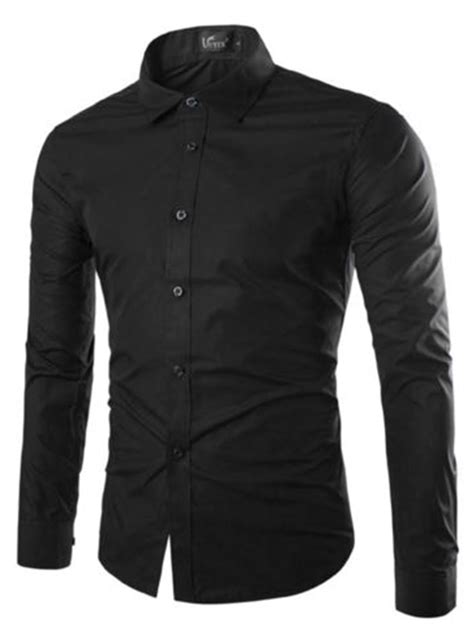 Jyyybf Mens Long Sleeve Button Up Shirts Solid Slim Fit Casual Business Work Formal Dress Shirt