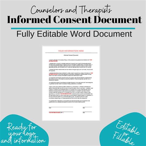 Informed Consent For Counselors And Psychotherapists Editable Forms