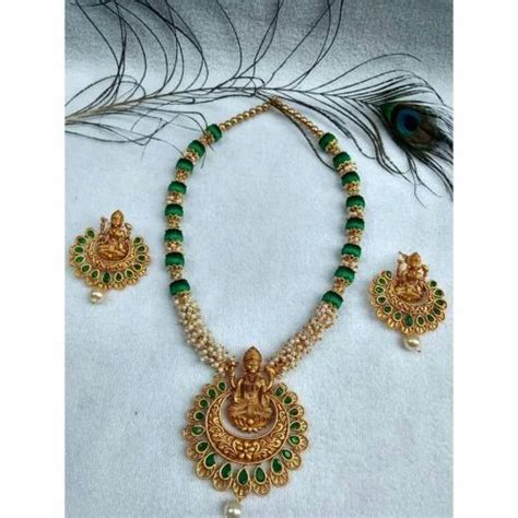 Green Antique Silk Thread Necklace Set Box At Rs Set In Chennai