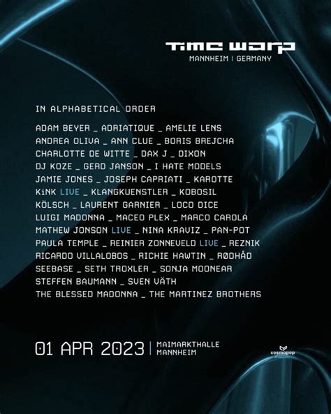 Time Warp Reveals Lineup For First Full Scale Mannheim Edition