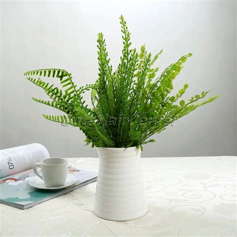 1 Pcs Plastic Fake Plant Green Leaves Potted Plant Flowers Office Wedding Room Home Decor