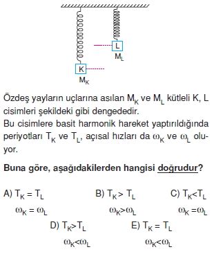 Basit Harmonik Hareket Ve Genel Ekim Yasas Konu Testi Bilgicik