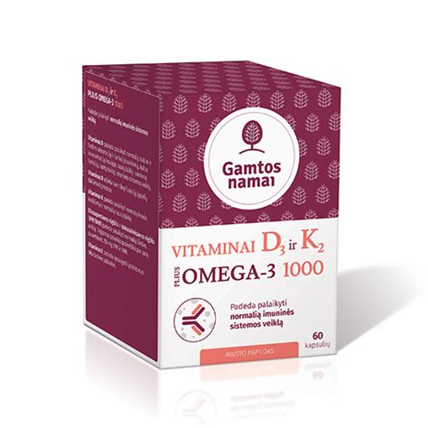 Vitaminas D3 Ir K2 Plius Omega 3 1000 Kapsulės N60 Internetinėje