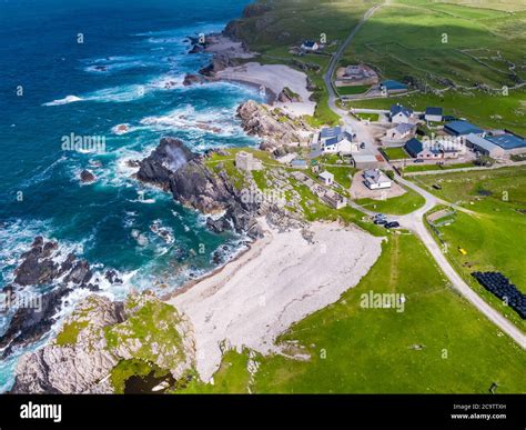 Aerial View Of The Beautiful Coast Next To Carrickabraghy Castle Isle