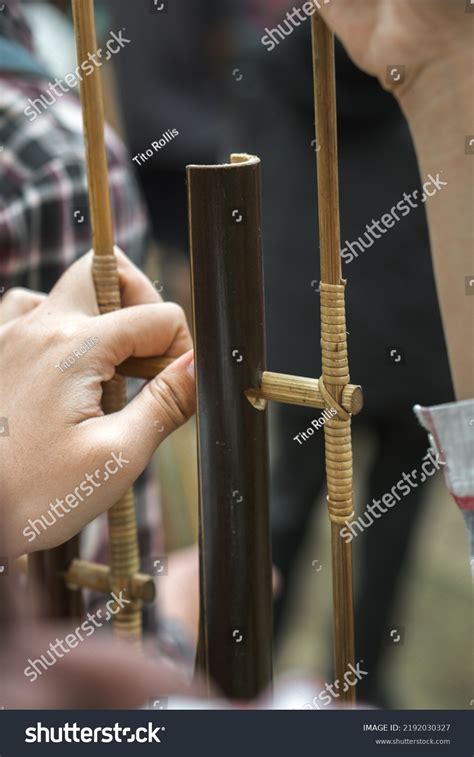 Angklung One Traditional Instrument Indonesia Made Stock Photo