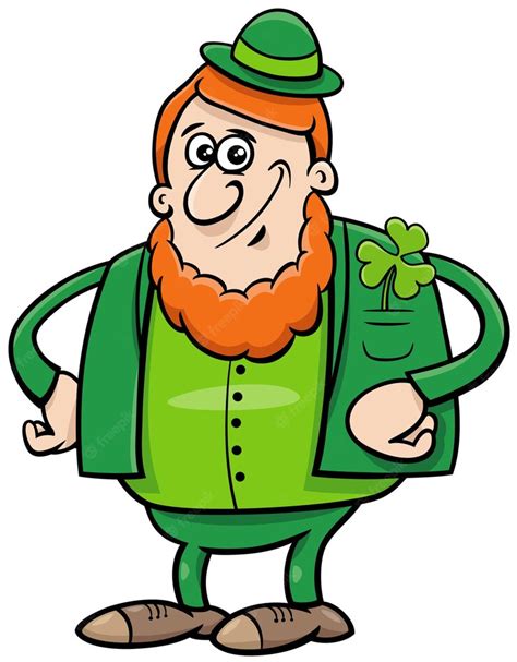 Premium Vector Cartoon Leprechaun With Clover On Saint Patrick Day