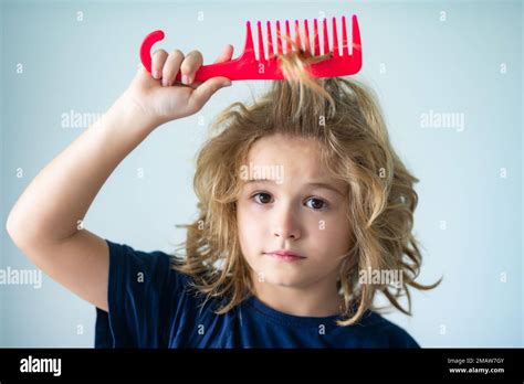 Kids Hair Tangled Kids Hair Child With Brush Combing Hair Boy Taking