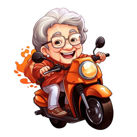 süß Oma Reiten Motorrad Clip Art ai generativ 27235673 PNG