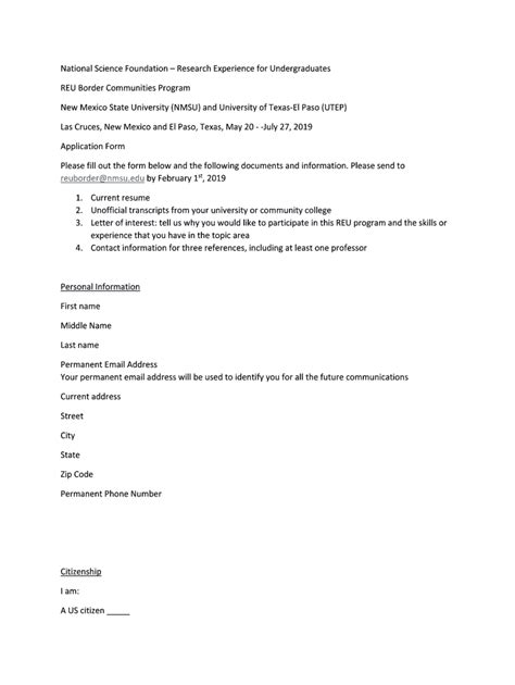 Fillable Online Reu Application2019 Docx Fax Email Print PdfFiller