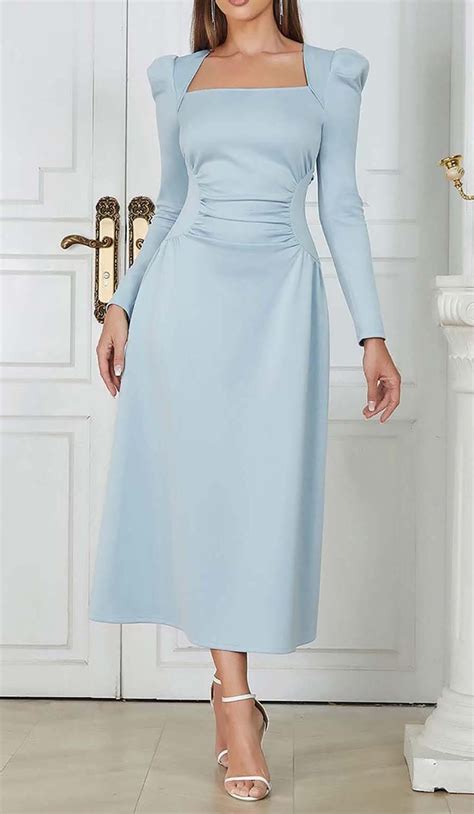 Pastel Blue Midi Dress Artofit