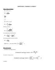 Formula Sheet Docx Appendix Formula Sheet Time Value Of Money Pv Pv