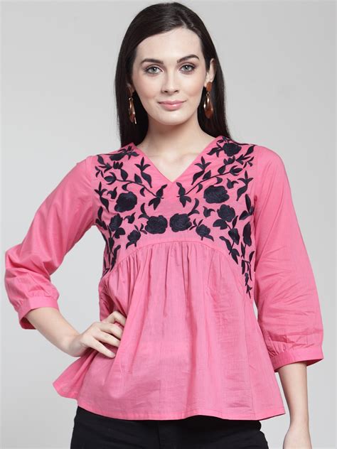 Buy Pluss Women Pink Solid A Line Top Tops For Women 8715101 Myntra